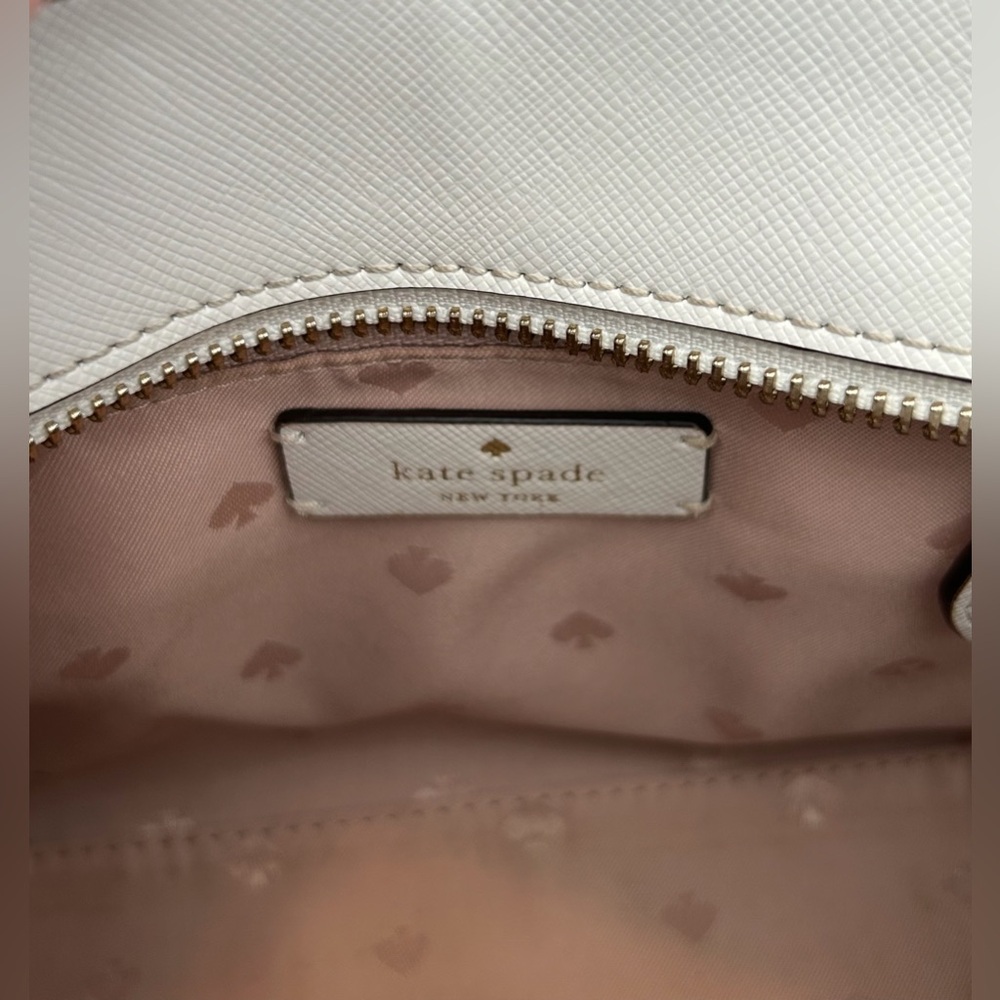 Kate Spade New York White Saffiano Leather Satchel Crossbody Bag - Picture 8 of 16